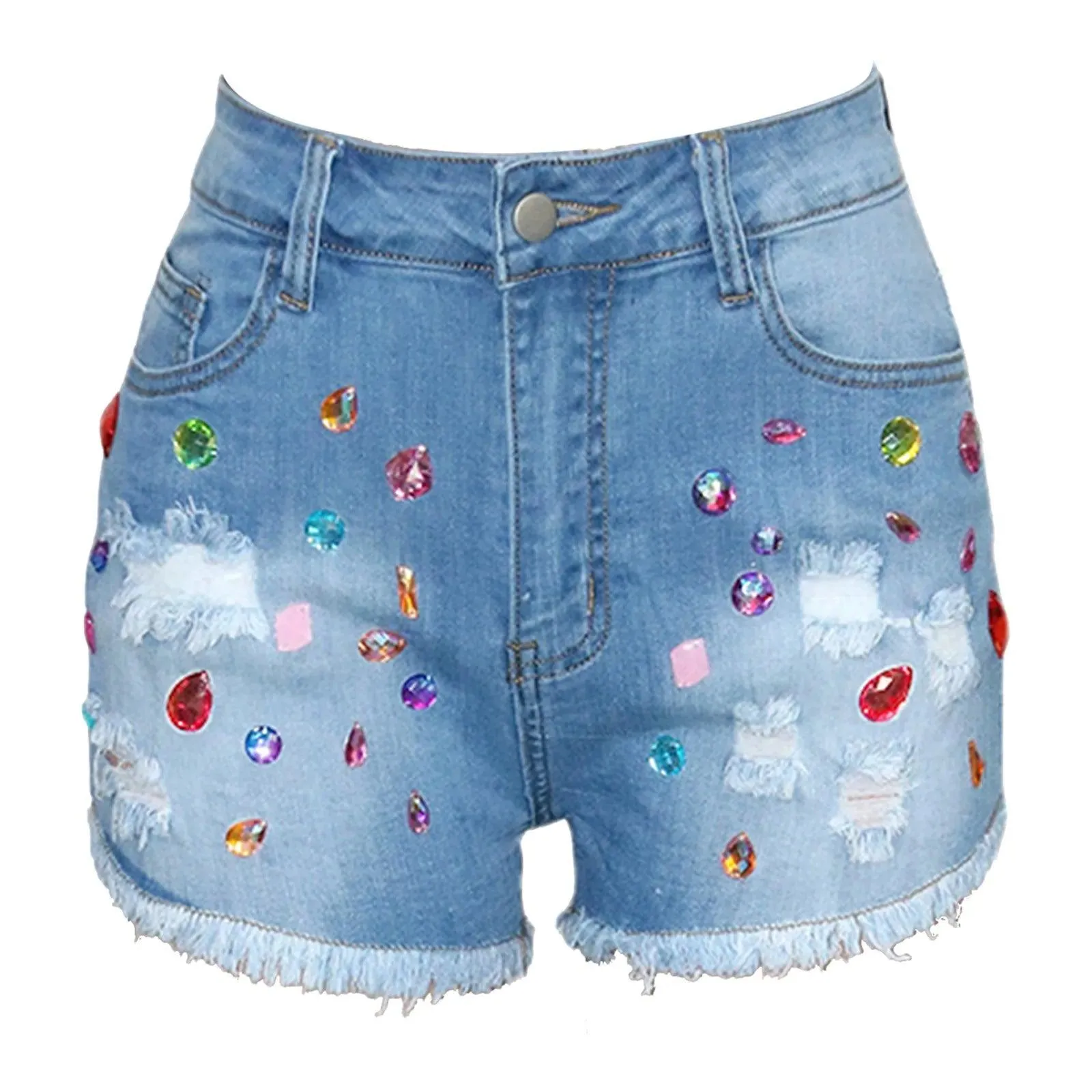 New Arrival Exquisite Rhinestone Beaded Denim Shorts Women High Waist Slimming Lift Butt Jean Shorts 2023 Trousers Summer Bottom