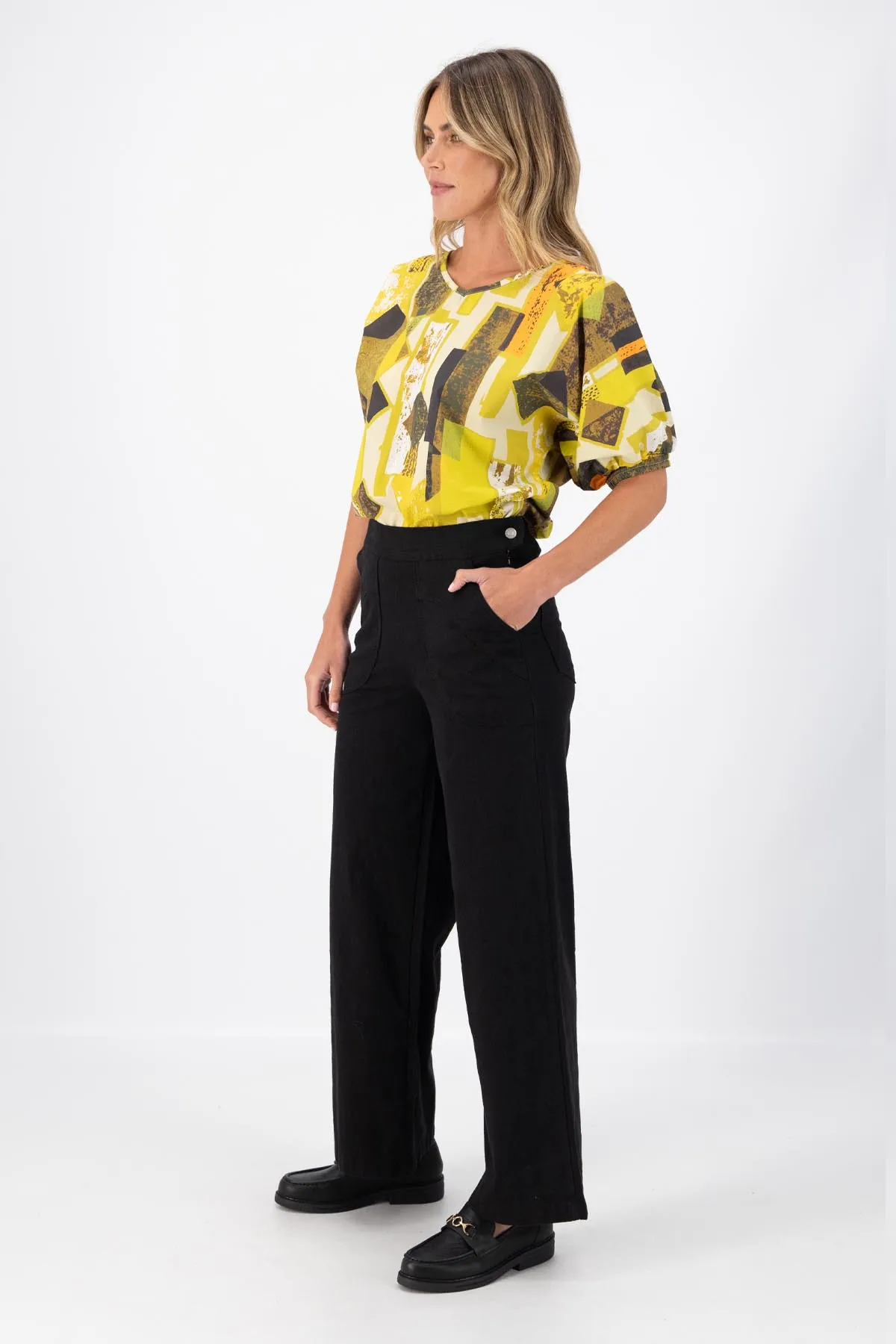 Peggy Long Pants Lino Black in Linen