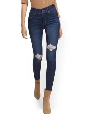 Petite Mya Curvy High-Waisted Sculpting No Gap Super-Skinny Ankle Jeans