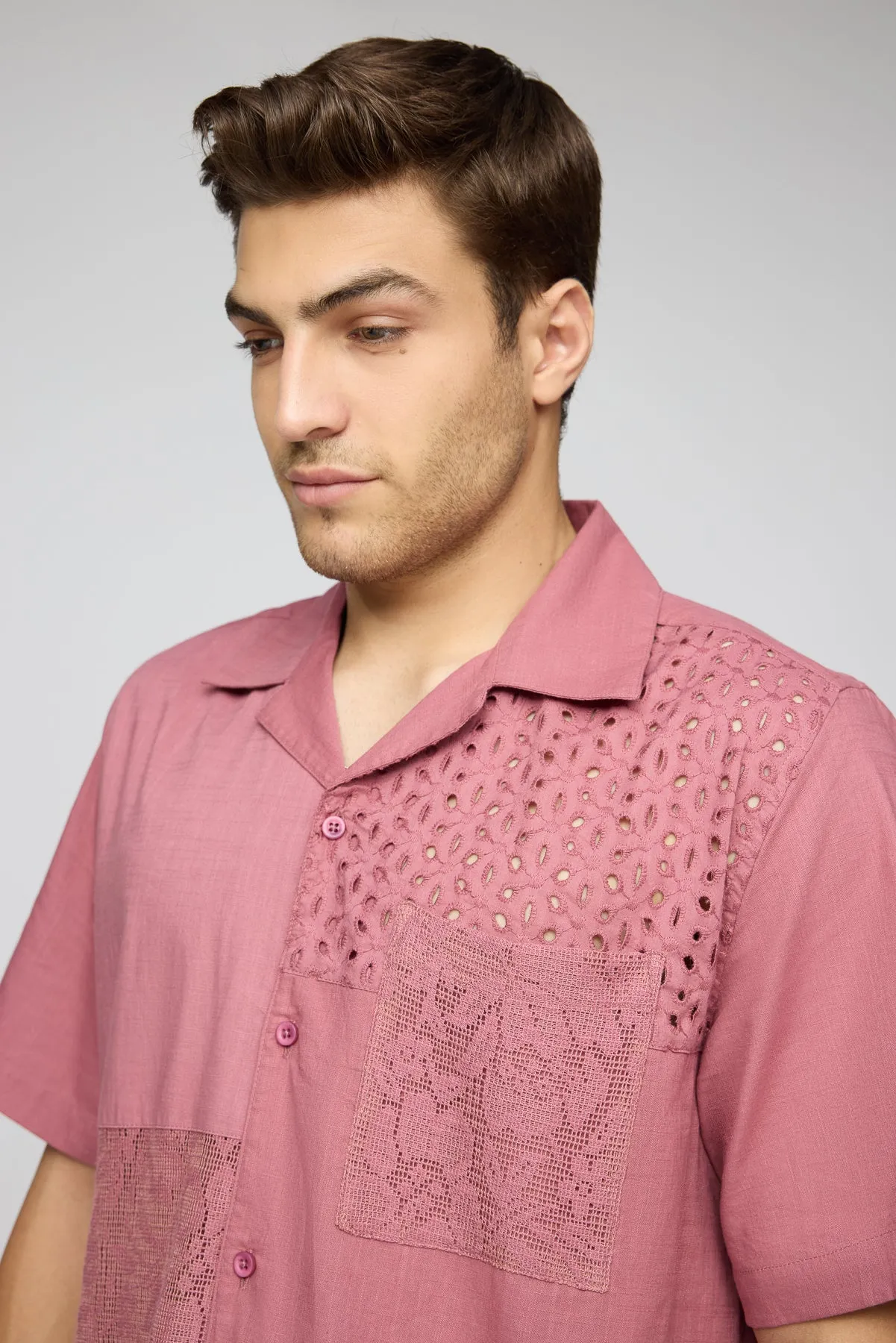 Pink Prism Dynamic Men's Cutwork Shirt