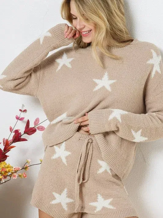 Playful Stars Long Sleeve Top and Short Set