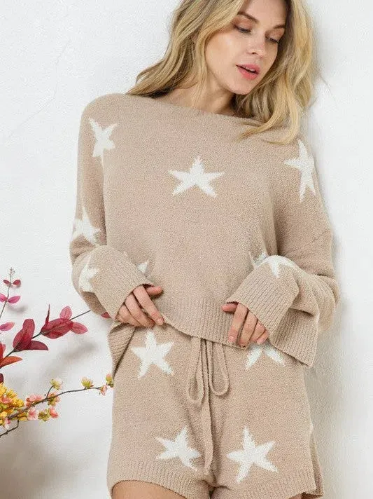 Playful Stars Long Sleeve Top and Short Set