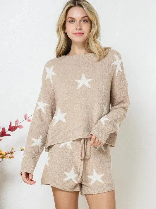 Playful Stars Long Sleeve Top and Short Set