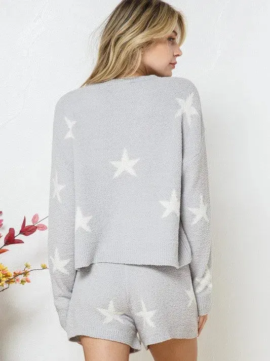 Playful Stars Long Sleeve Top and Short Set