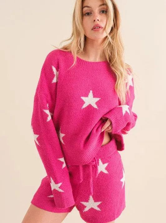 Playful Stars Long Sleeve Top and Short Set