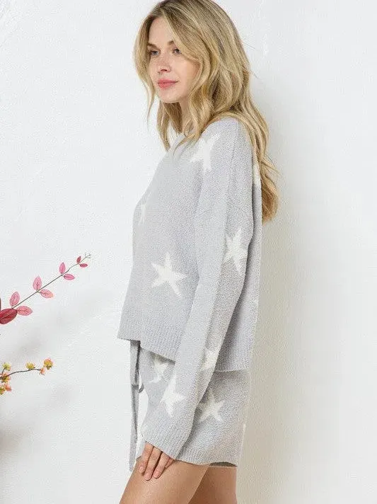 Playful Stars Long Sleeve Top and Short Set