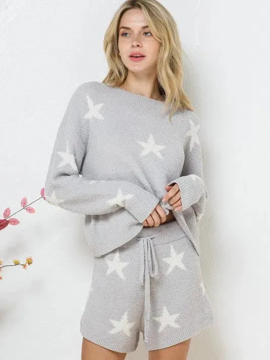 Playful Stars Long Sleeve Top and Short Set