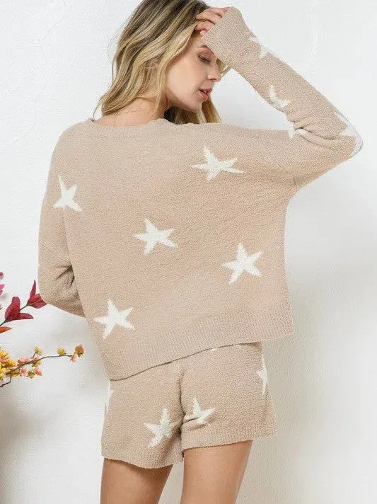 Playful Stars Long Sleeve Top and Short Set