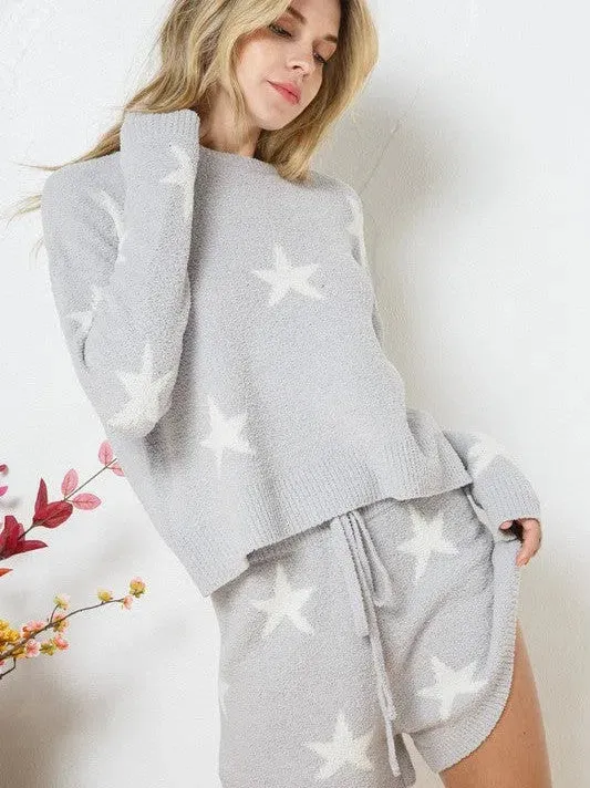 Playful Stars Long Sleeve Top and Short Set