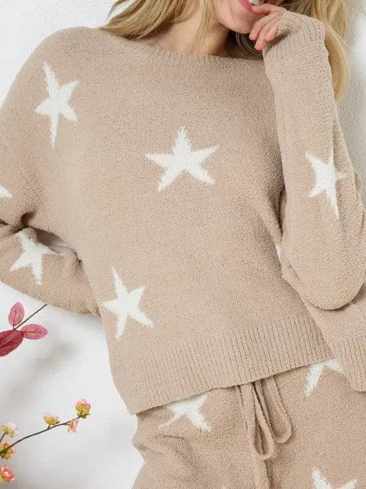 Playful Stars Long Sleeve Top and Short Set