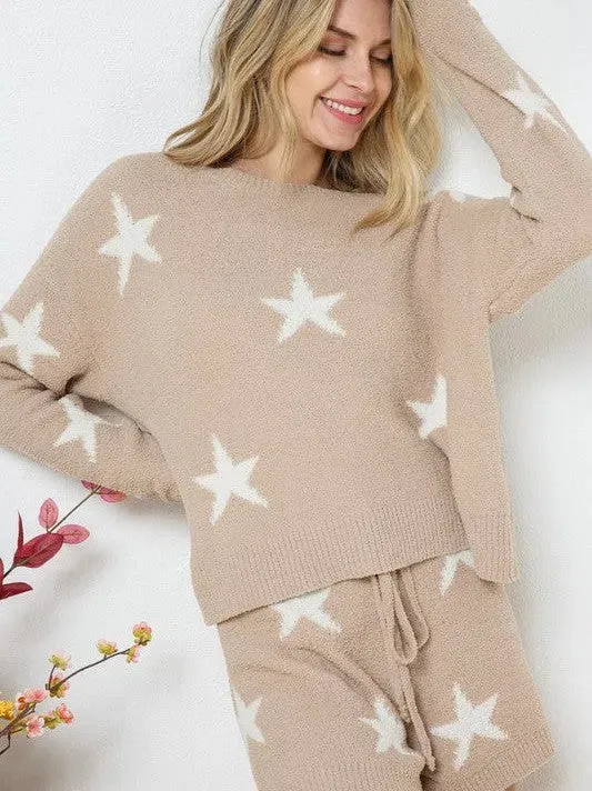 Playful Stars Long Sleeve Top and Short Set