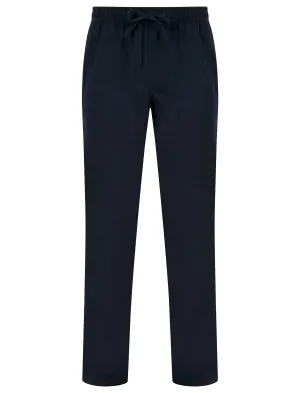 Renn Cotton Linen Comfort Fit Elasticated Waist Trousers in Sky Captain Navy - Tokyo Laundry