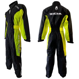 Richa Typhoon Waterproof Overalls Suit - Black / Fluo Yellow