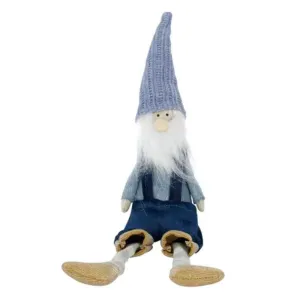 Sitting Gnome With Overalls - Light Blue