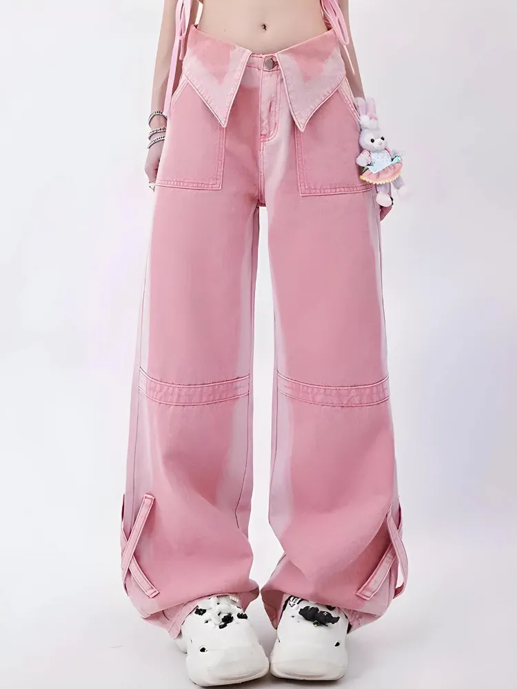 Soft Girl Folded Waist Jeans