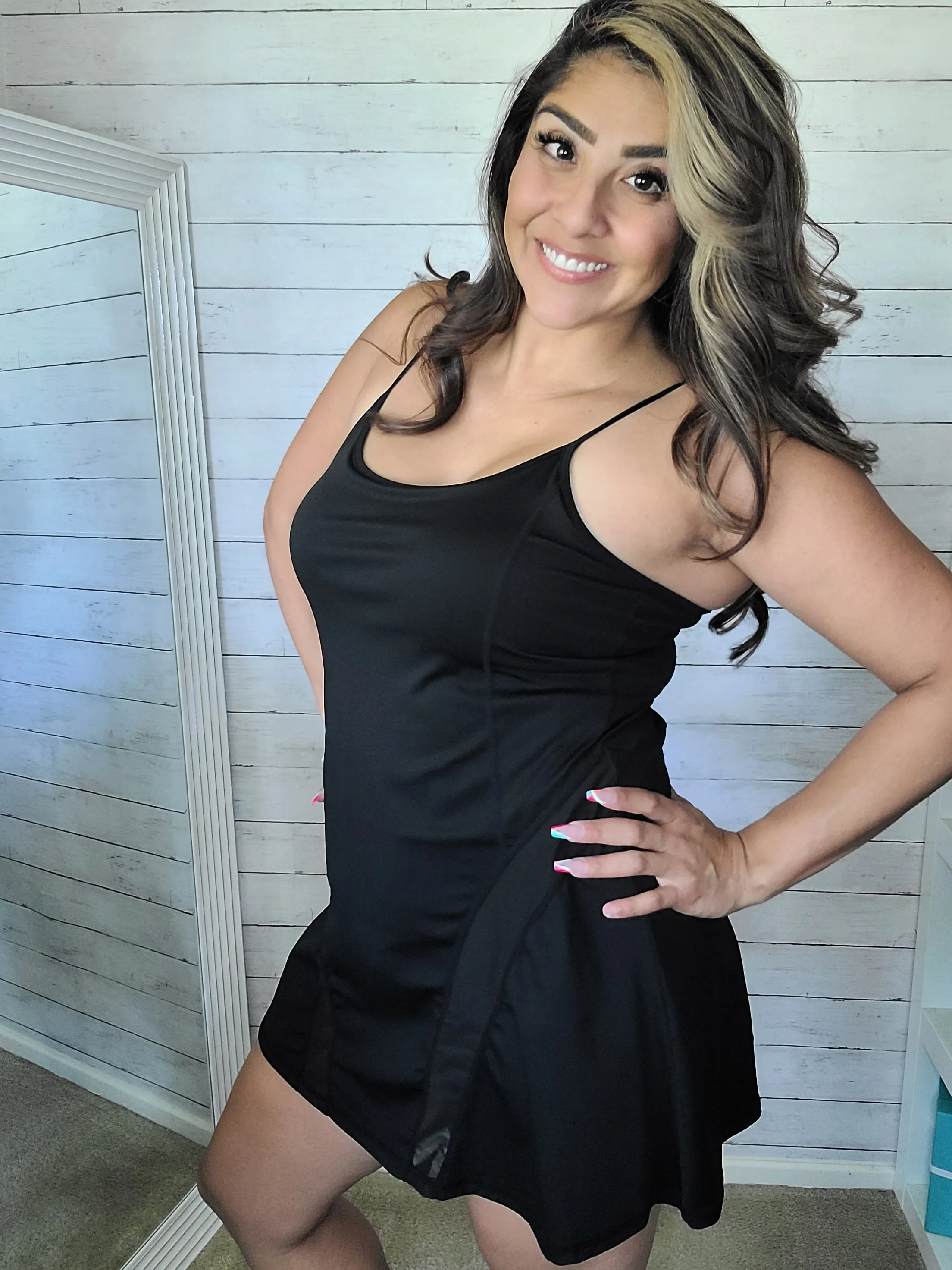 Sporty Black Dress with Built in Shorts