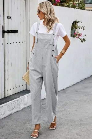 Striped Overalls - Gray