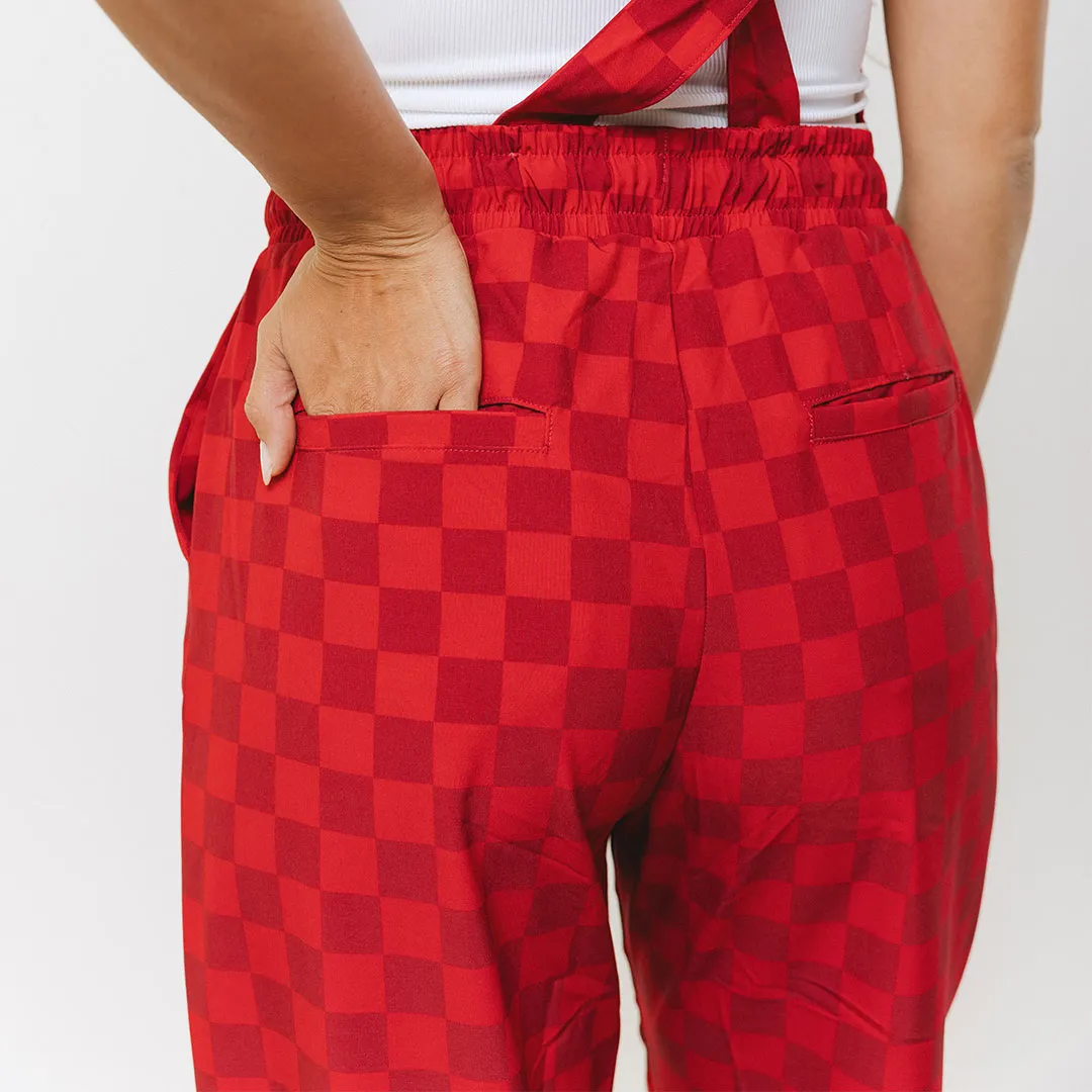 Utah Audrey Trouser Overalls, Crimson Check