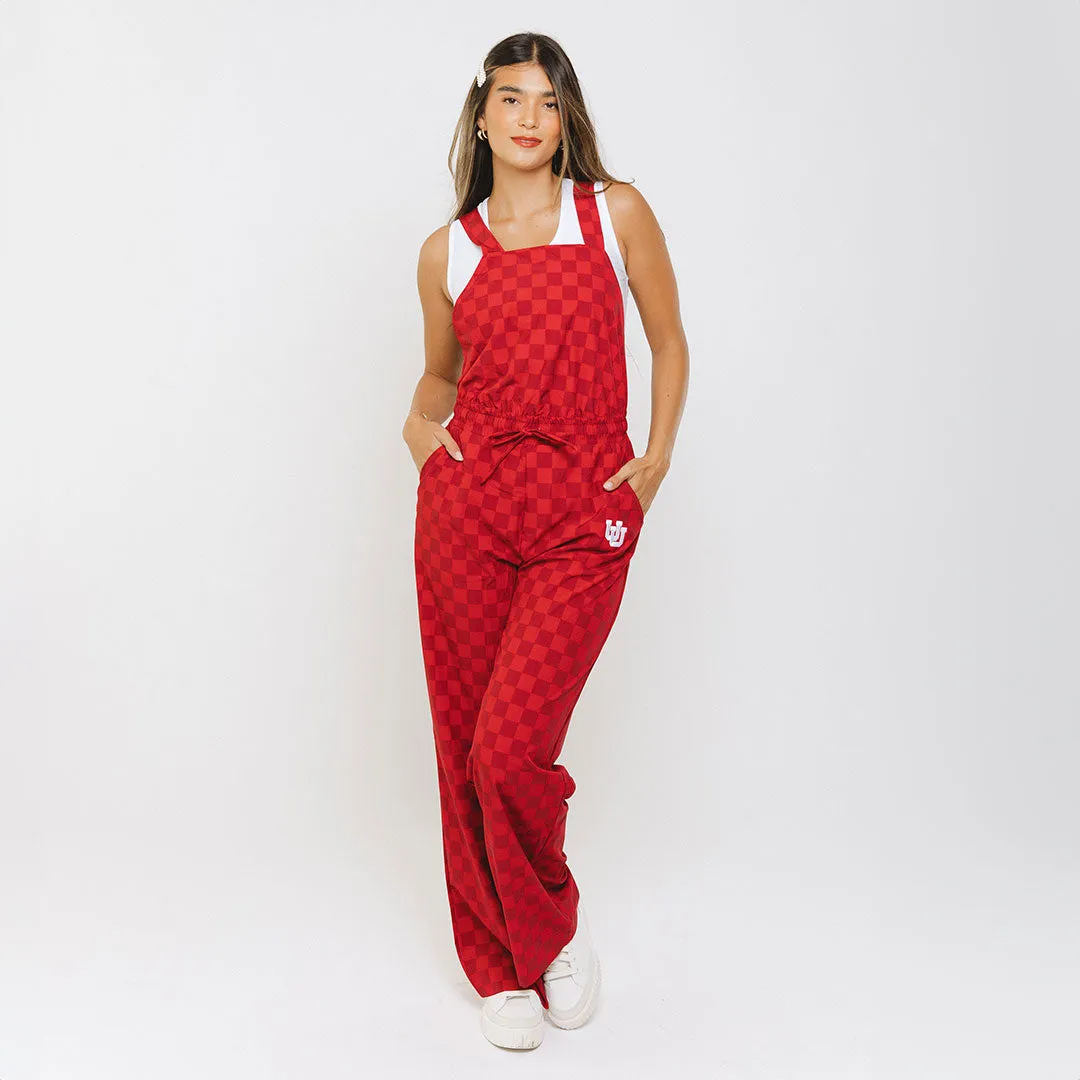 Utah Audrey Trouser Overalls, Crimson Check