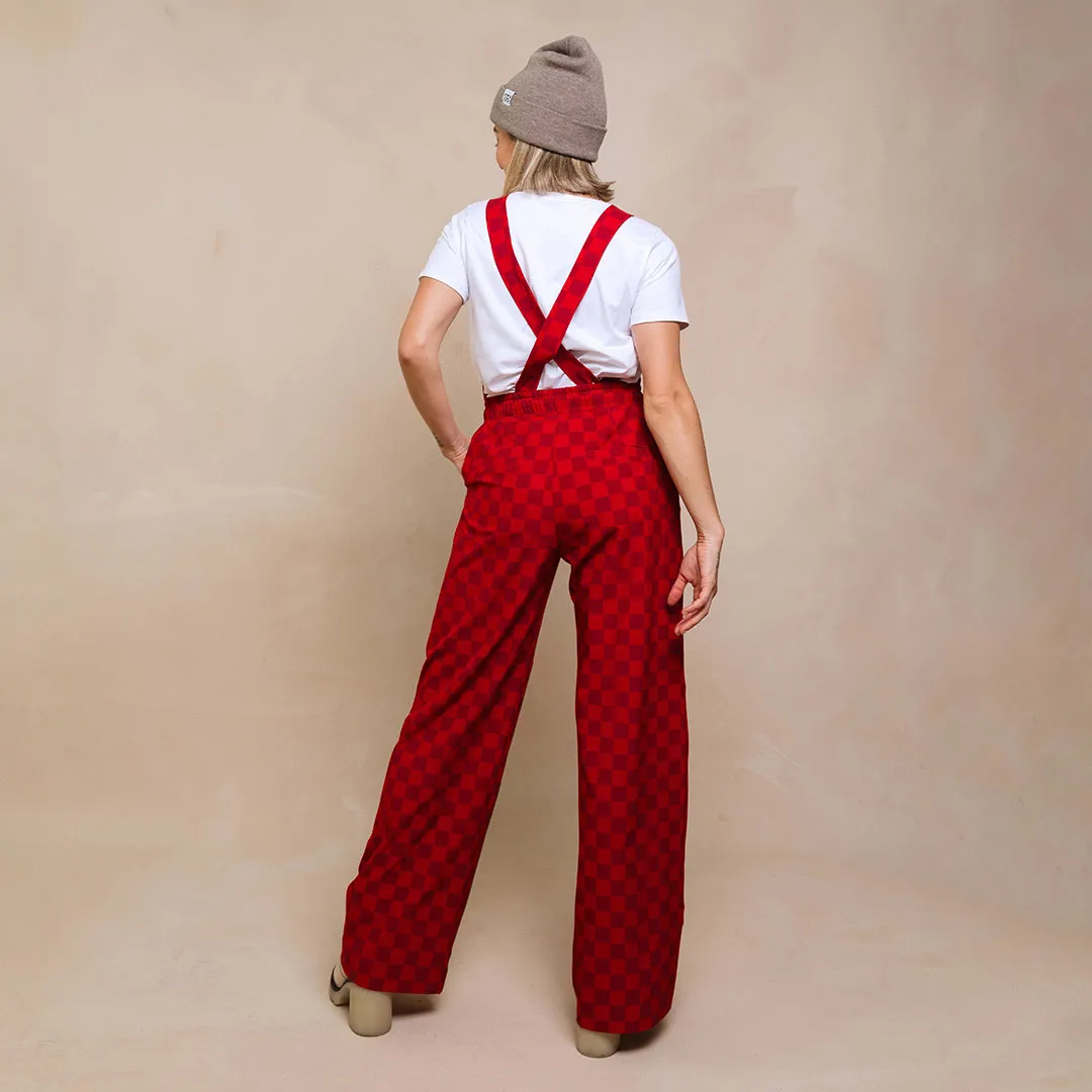 Utah Audrey Trouser Overalls, Crimson Check