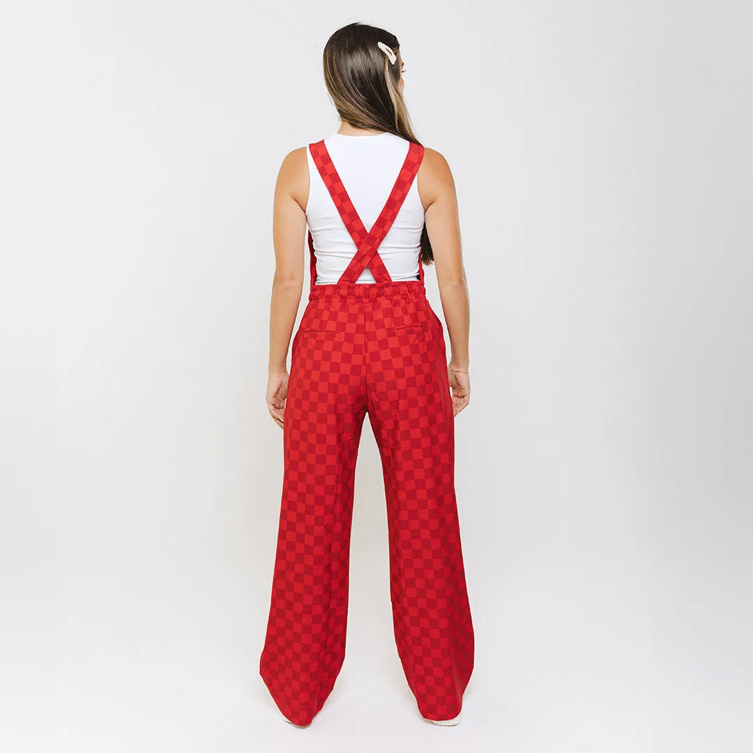 Utah Audrey Trouser Overalls, Crimson Check