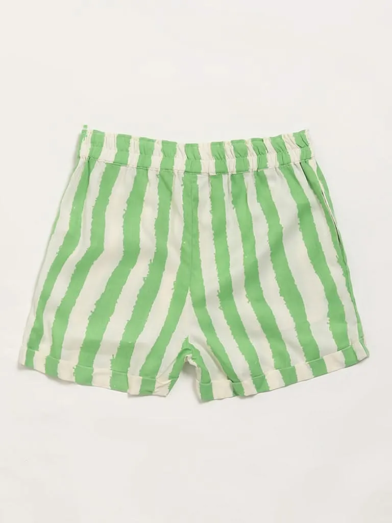 Utsa Kids Green Striped Shorts (8 -14yrs)