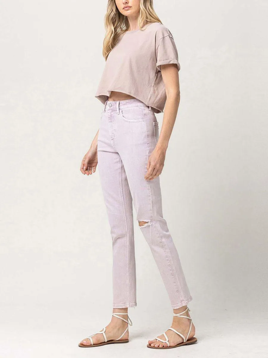 VERVET By Flying Monkey Like a Violet High Waisted Cropped Mom Jeans