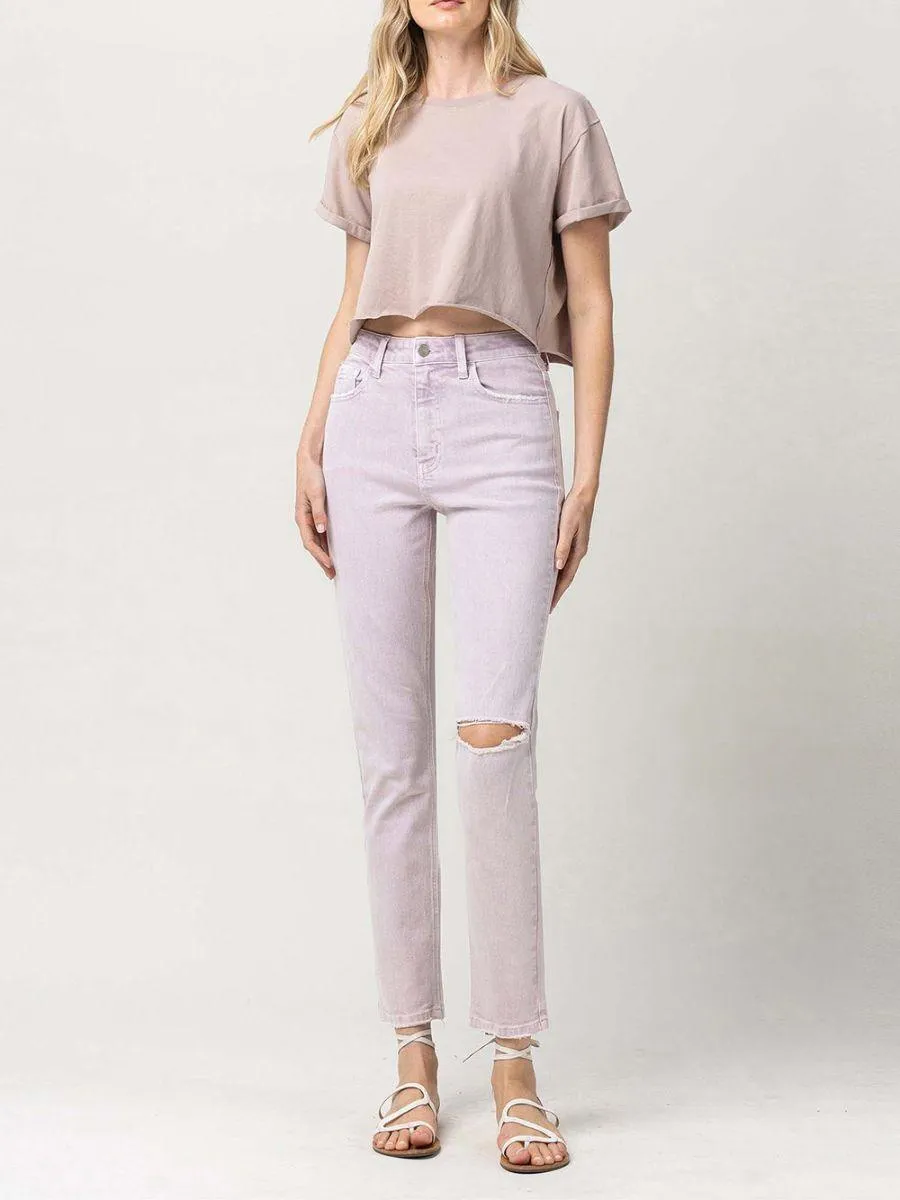 VERVET By Flying Monkey Like a Violet High Waisted Cropped Mom Jeans