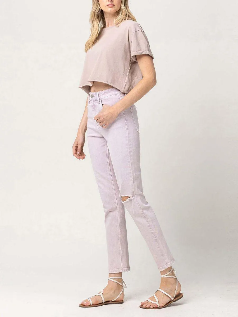 VERVET By Flying Monkey Like a Violet High Waisted Cropped Mom Jeans