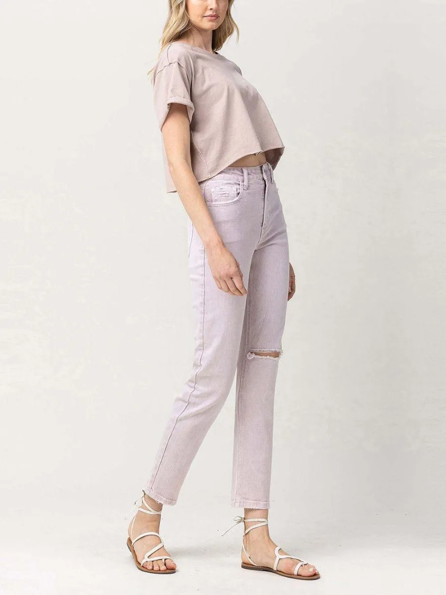 VERVET By Flying Monkey Like a Violet High Waisted Cropped Mom Jeans