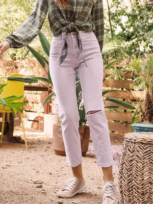 VERVET By Flying Monkey Like a Violet High Waisted Cropped Mom Jeans