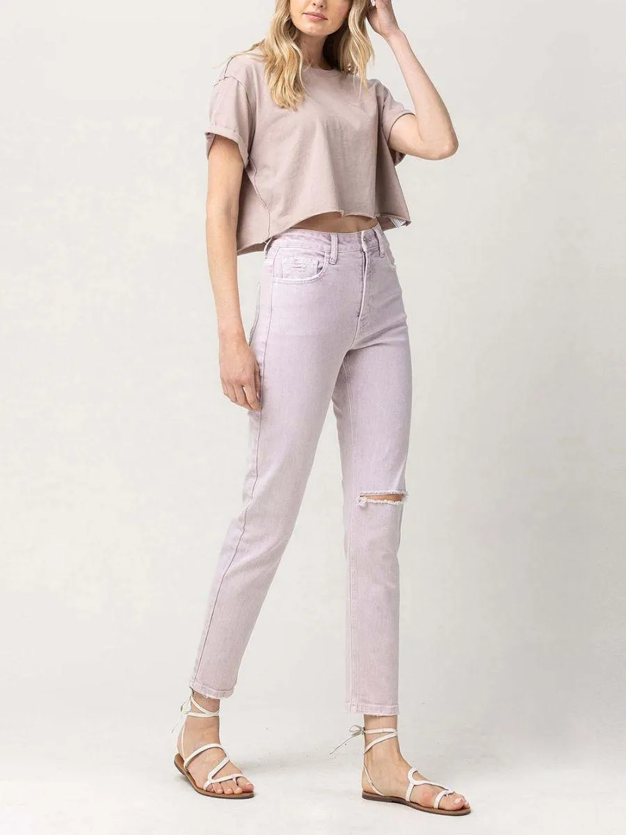 VERVET By Flying Monkey Like a Violet High Waisted Cropped Mom Jeans