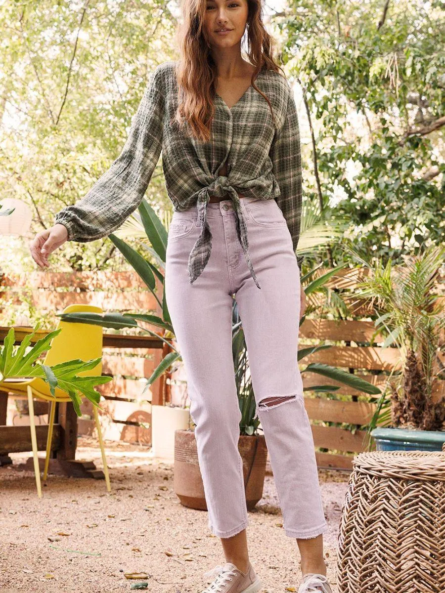 VERVET By Flying Monkey Like a Violet High Waisted Cropped Mom Jeans