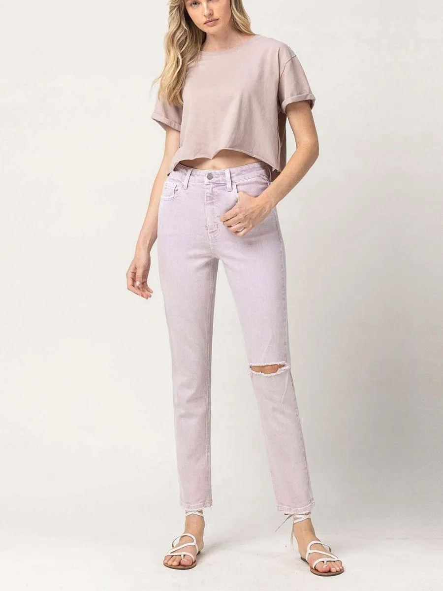 VERVET By Flying Monkey Like a Violet High Waisted Cropped Mom Jeans