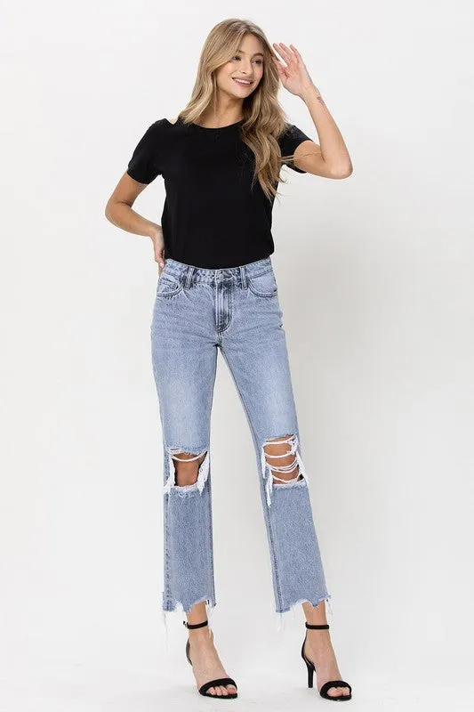 Vervet Super High Rise 90's Straight Crop Jeans