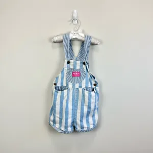 Vintage OshKosh B'gosh Blue Striped Shortall Romper 6 USA