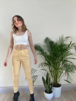 Vintage Yellow Snake Print Trousers (XS)