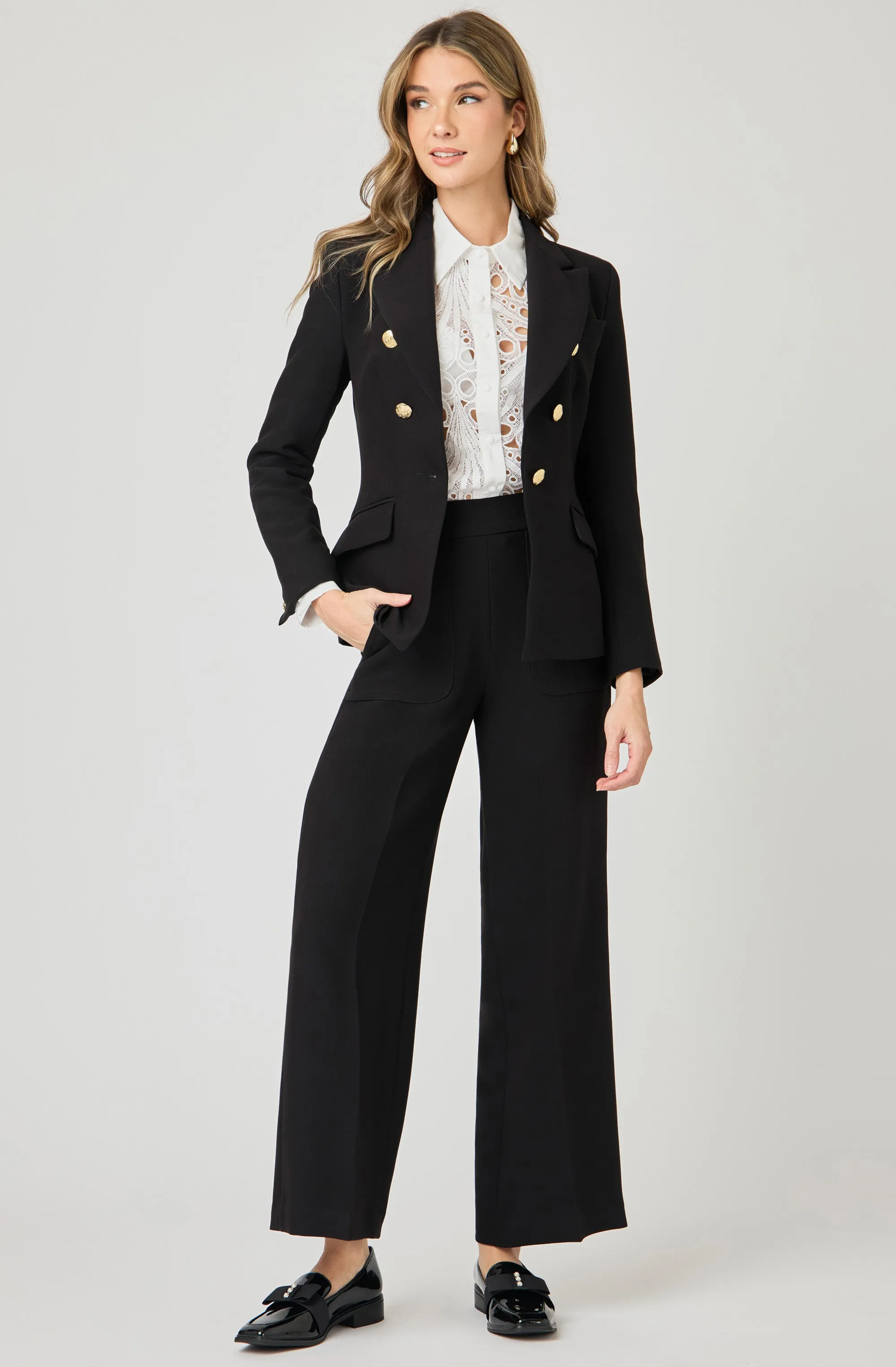 Wide Leg Pants with Patch Pockets