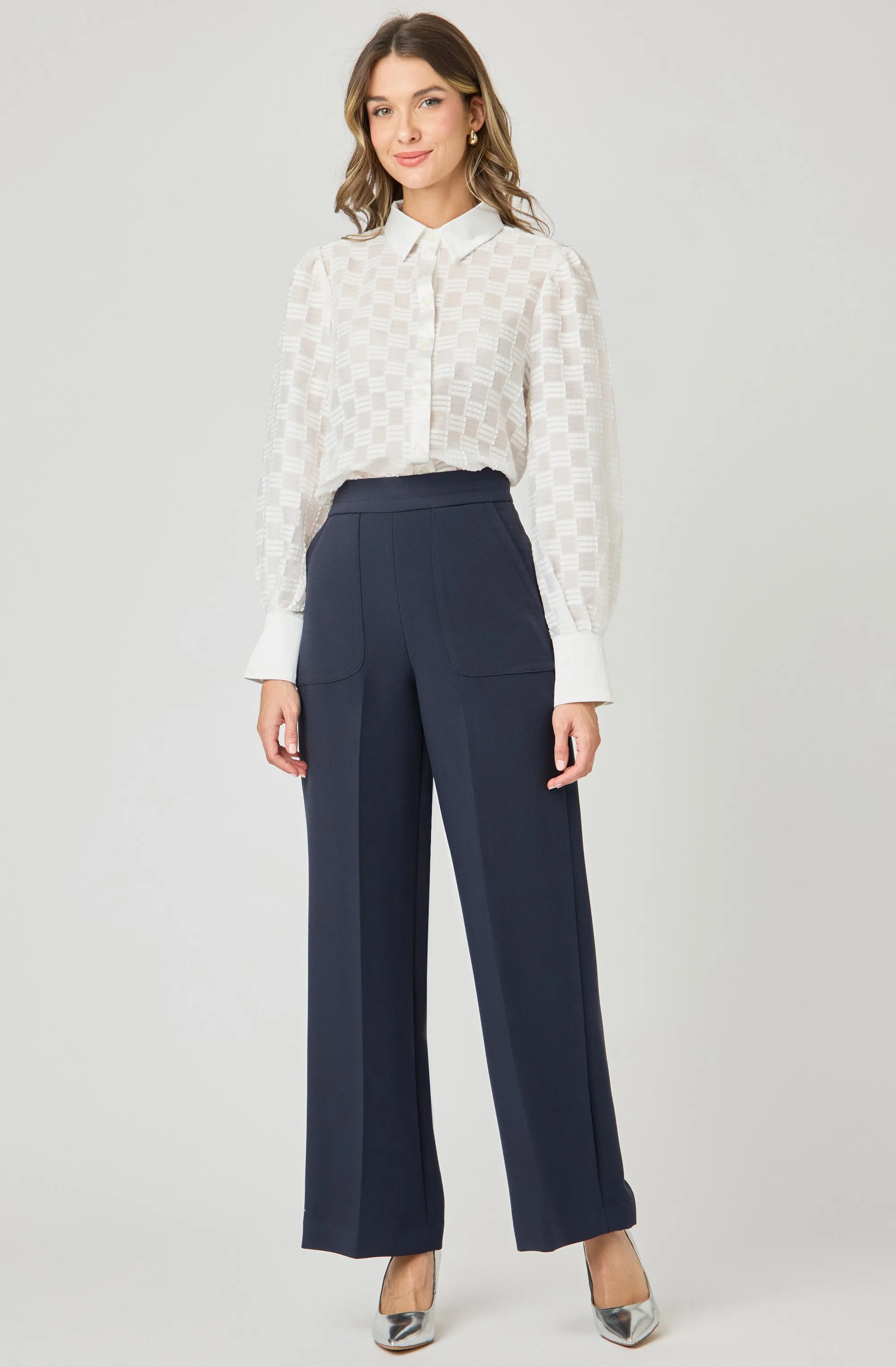 Wide Leg Pants with Patch Pockets