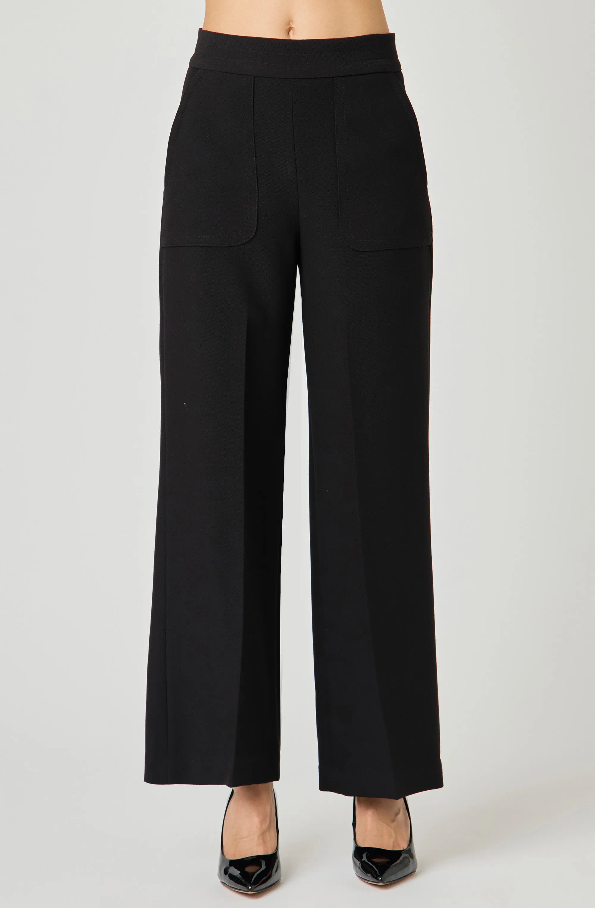 Wide Leg Pants with Patch Pockets