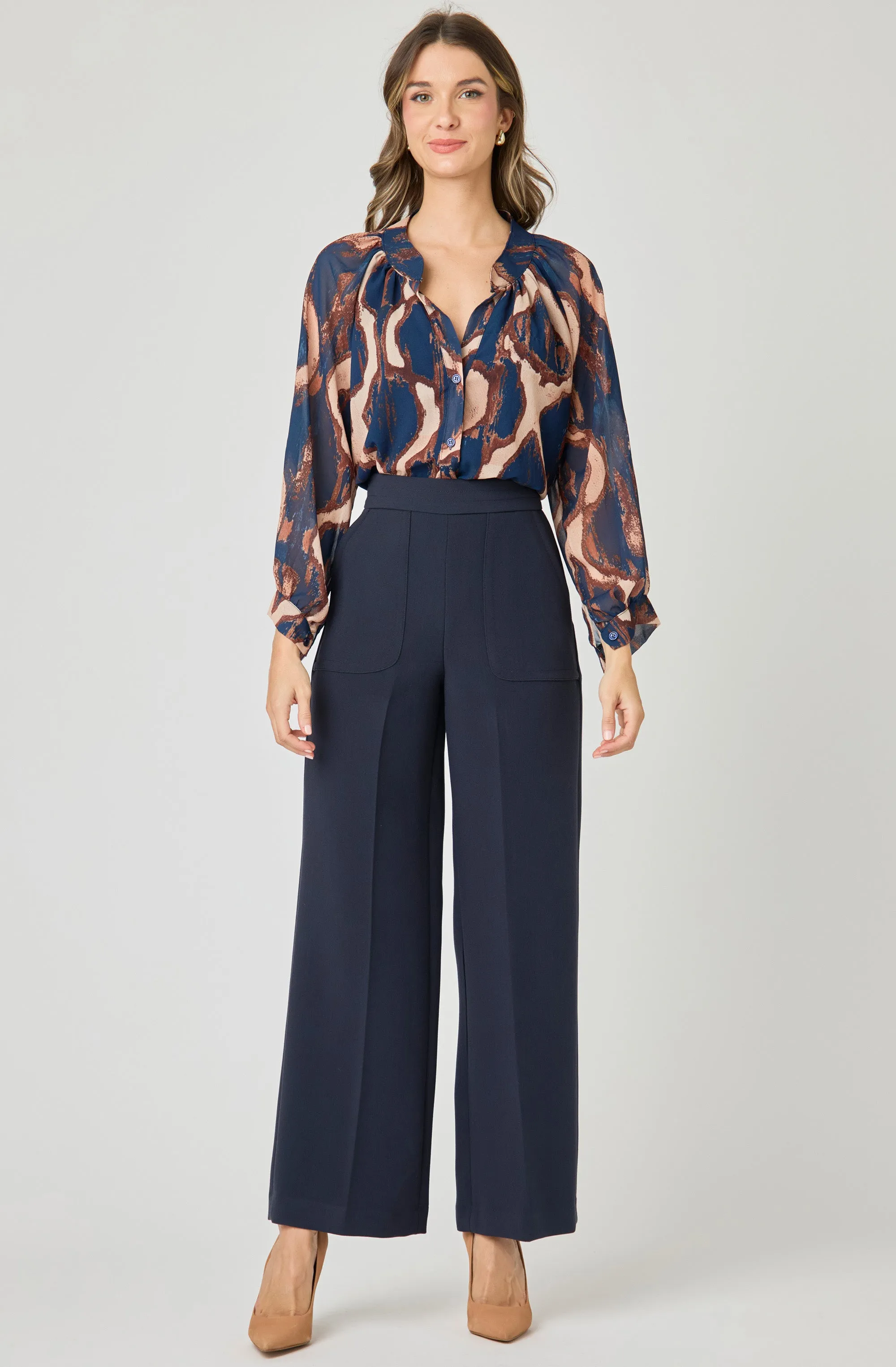 Wide Leg Pants with Patch Pockets