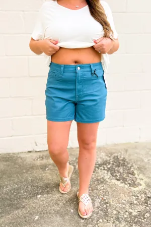 Zenana Kallen Shorts, Dusty Teal